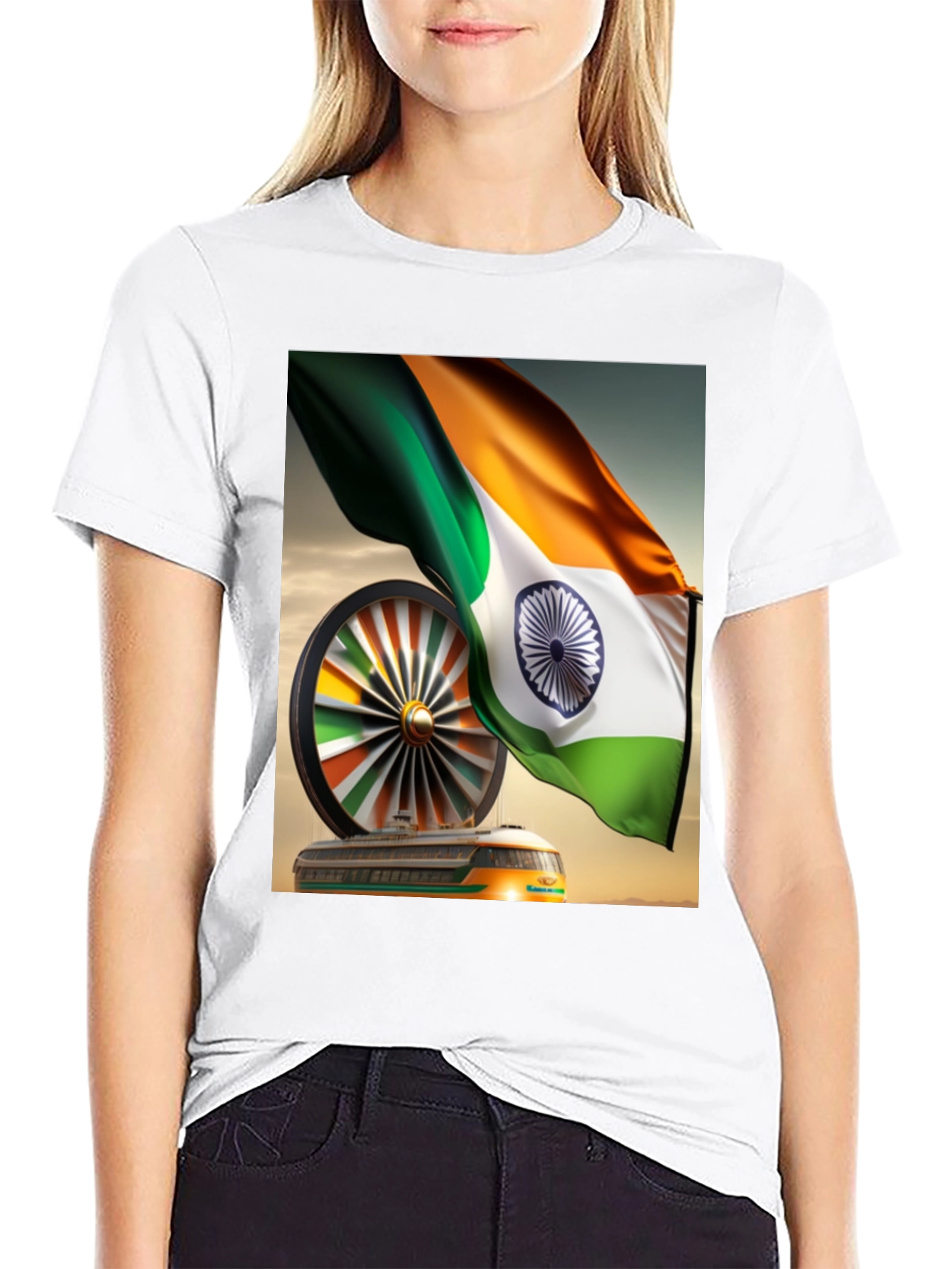 India Flag Train Graphic Tee