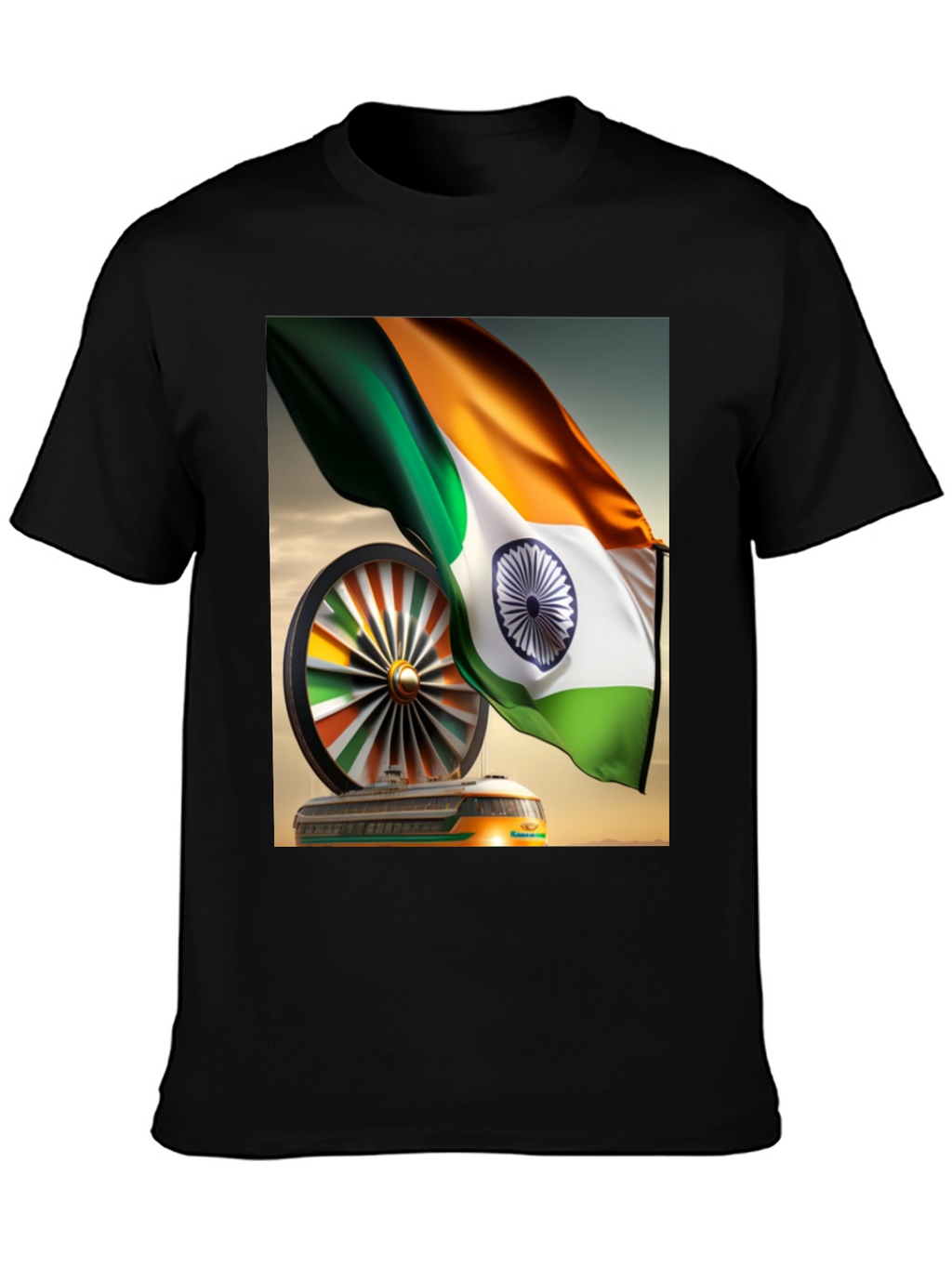 India Flag Train Graphic Tee
