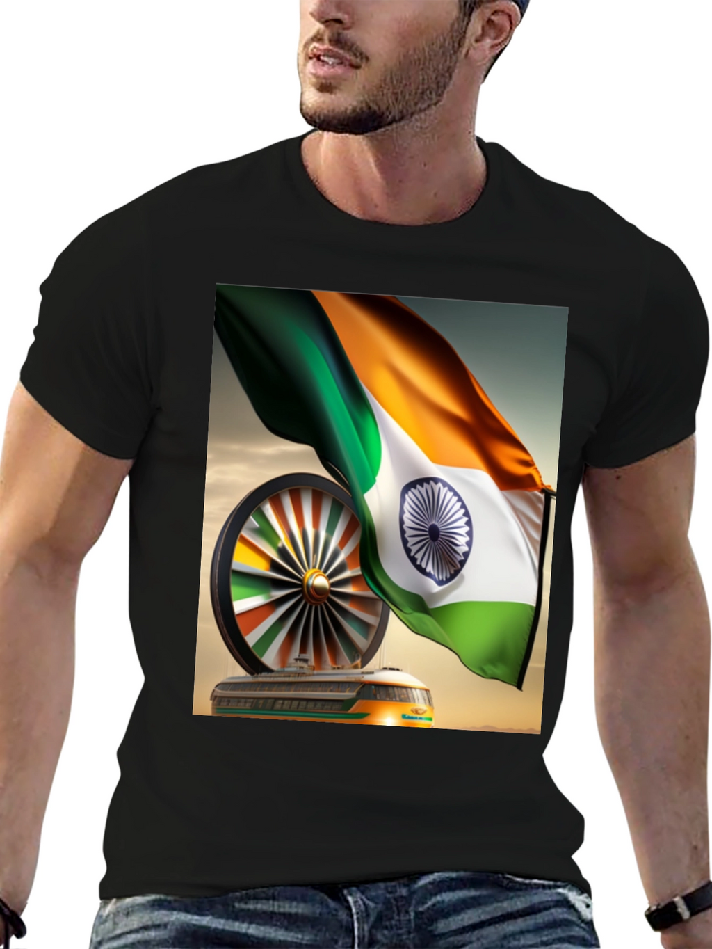 India Flag Train Graphic Tee