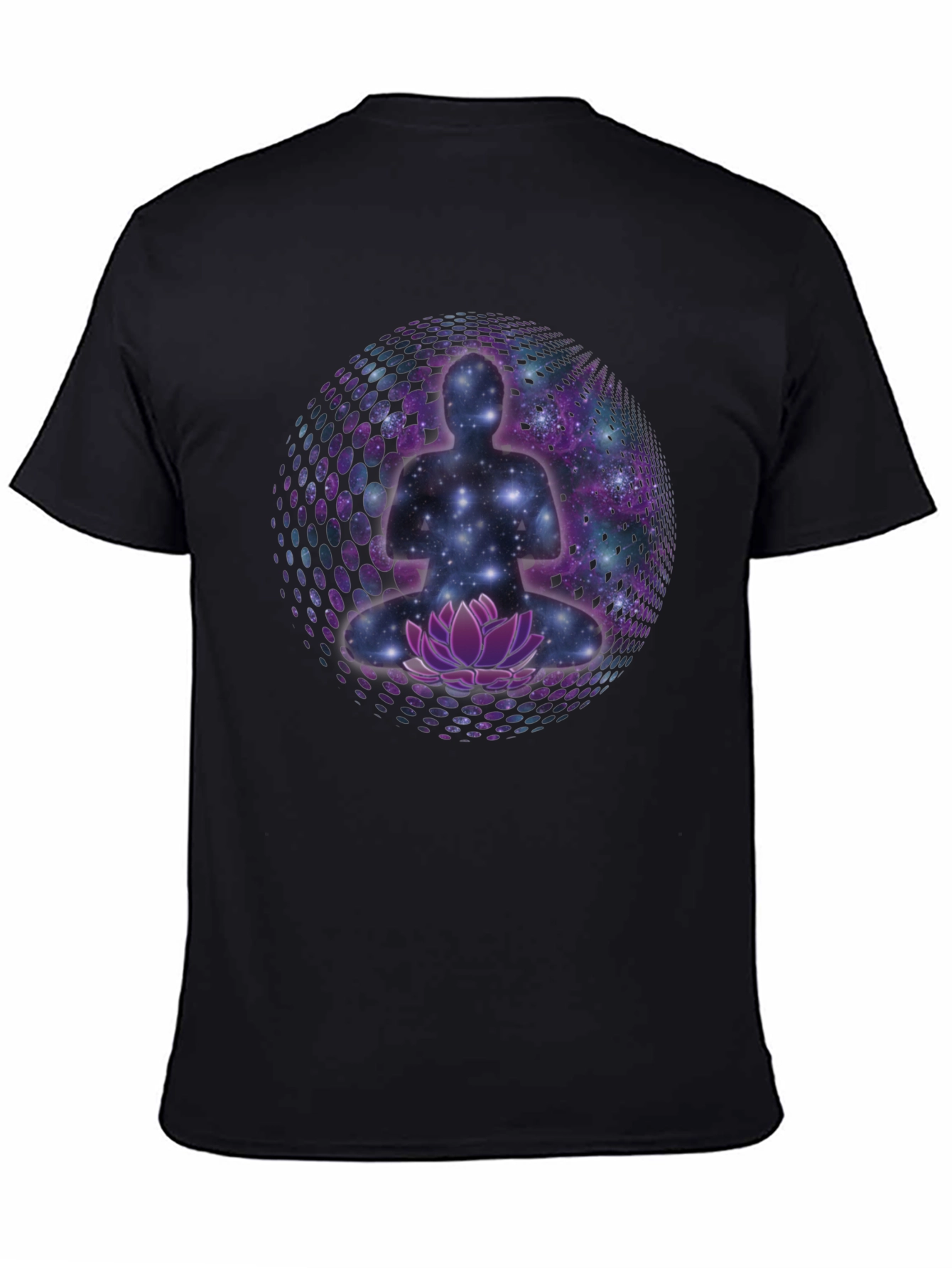 Meditative Galaxy T-Shirt: Cosmic Lotus Design