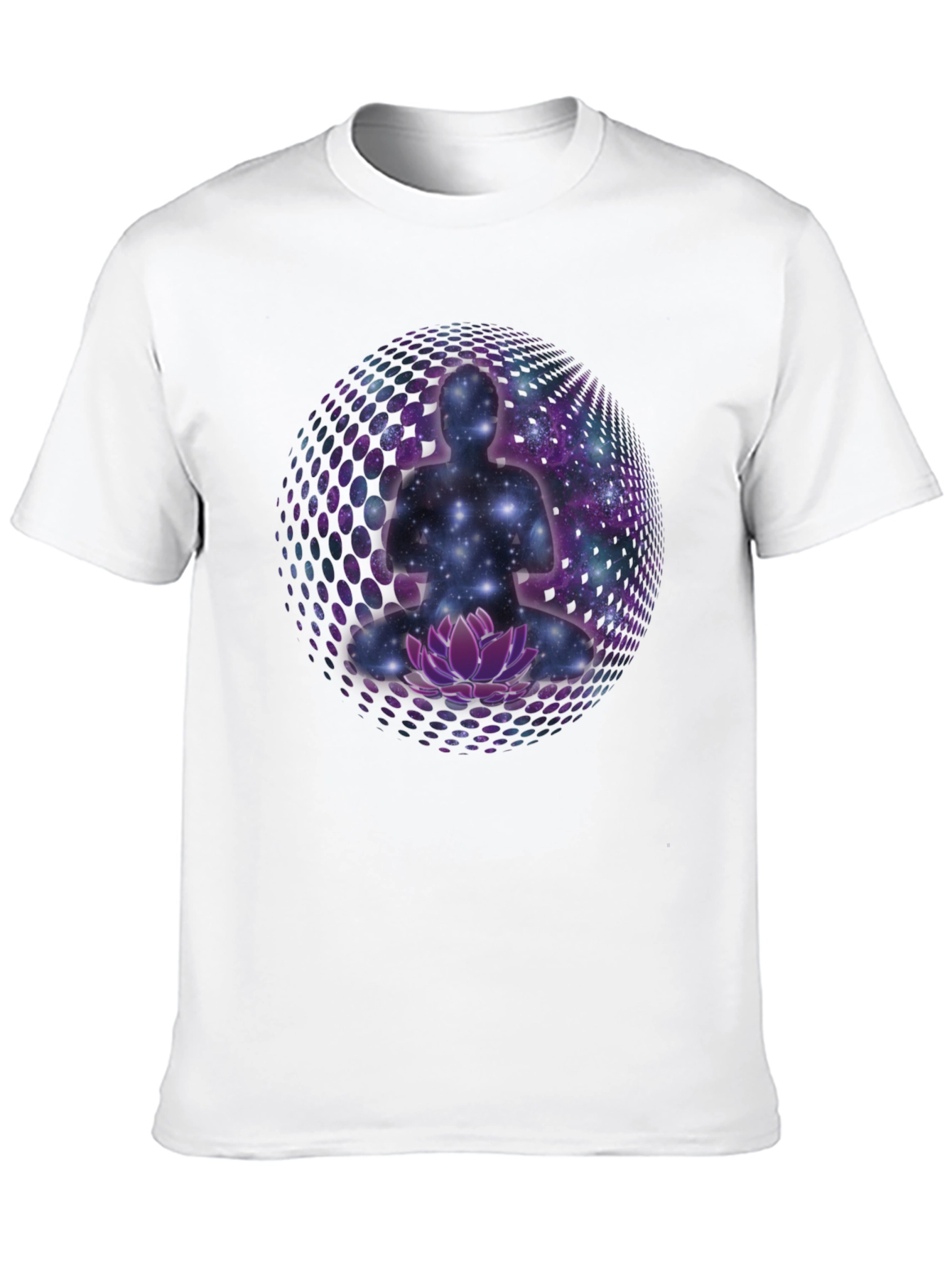 Meditative Galaxy T-Shirt: Cosmic Lotus Design