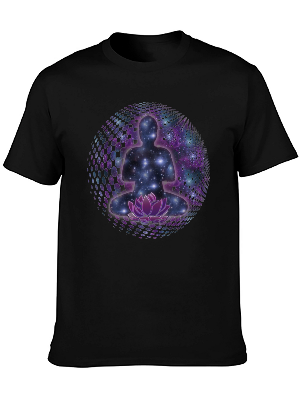 Meditative Galaxy T-Shirt: Cosmic Lotus Design