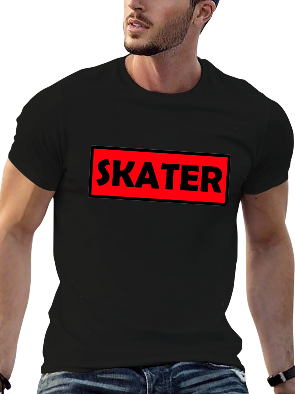 Skater Graphic Tee - Bold Red Box Design