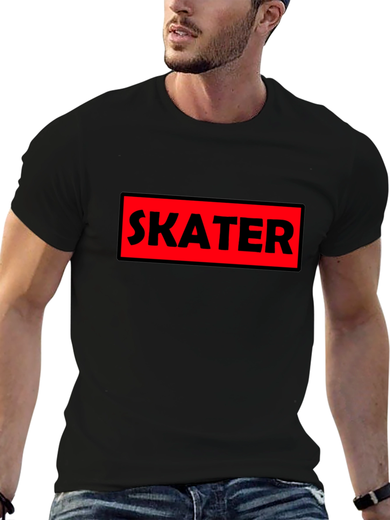 Skater Graphic Tee - Bold Red Box Design