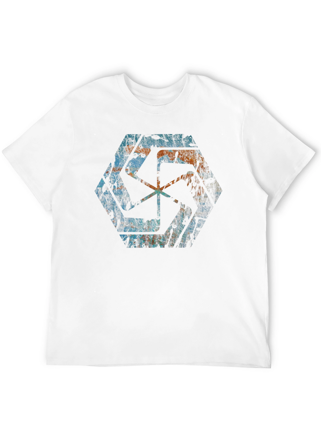 Geometric Graphic Print Mens Black T-Shirt