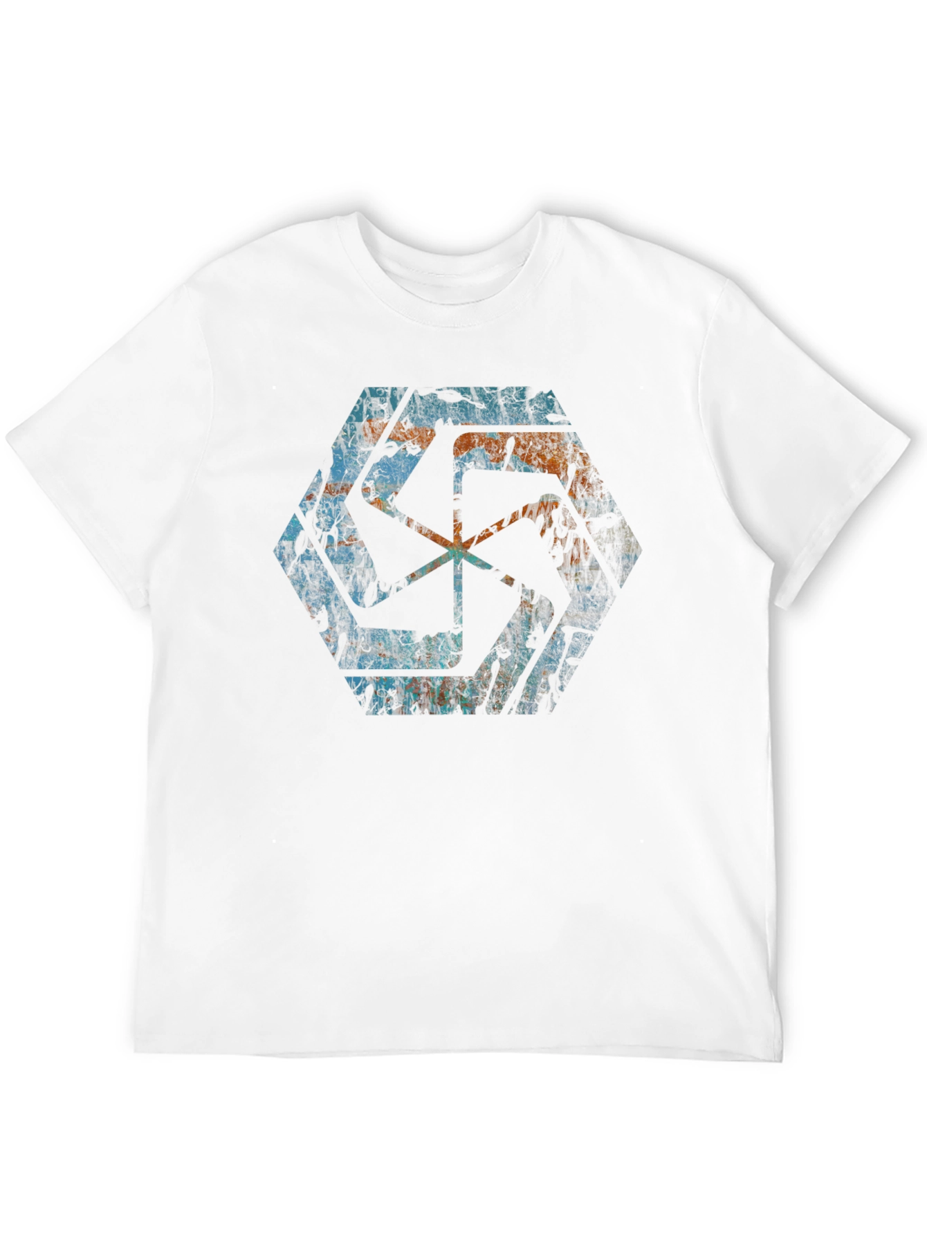 Geometric Graphic Print Mens Black T-Shirt