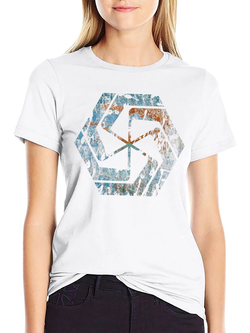 Geometric Graphic Print Mens Black T-Shirt