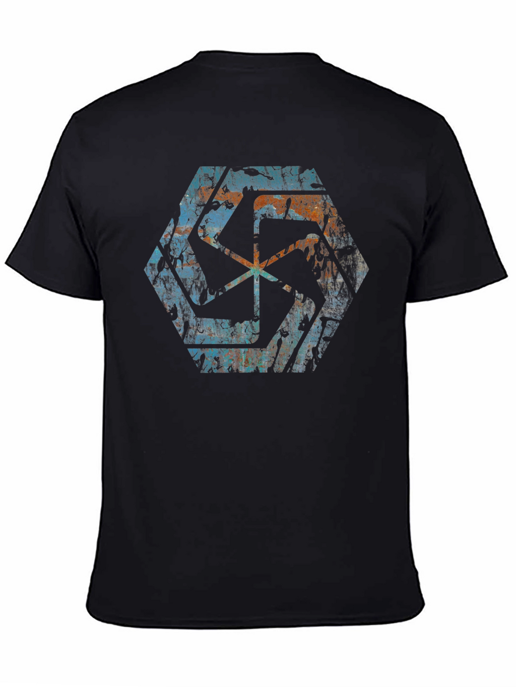 Geometric Graphic Print Mens Black T-Shirt