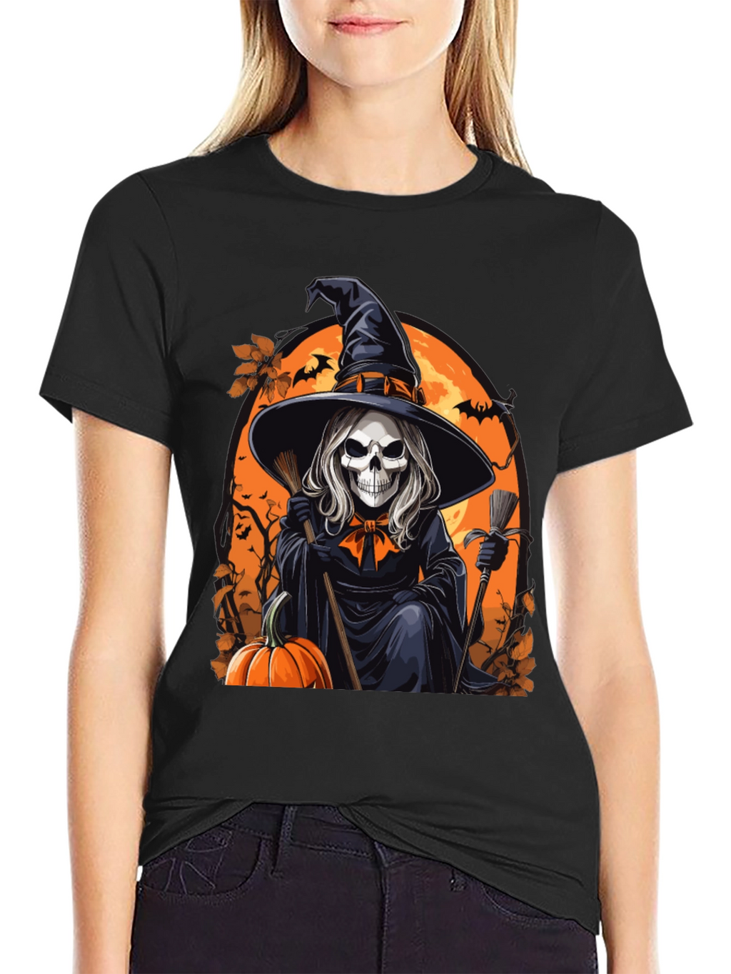 Halloween Witch Skeleton T-Shirt