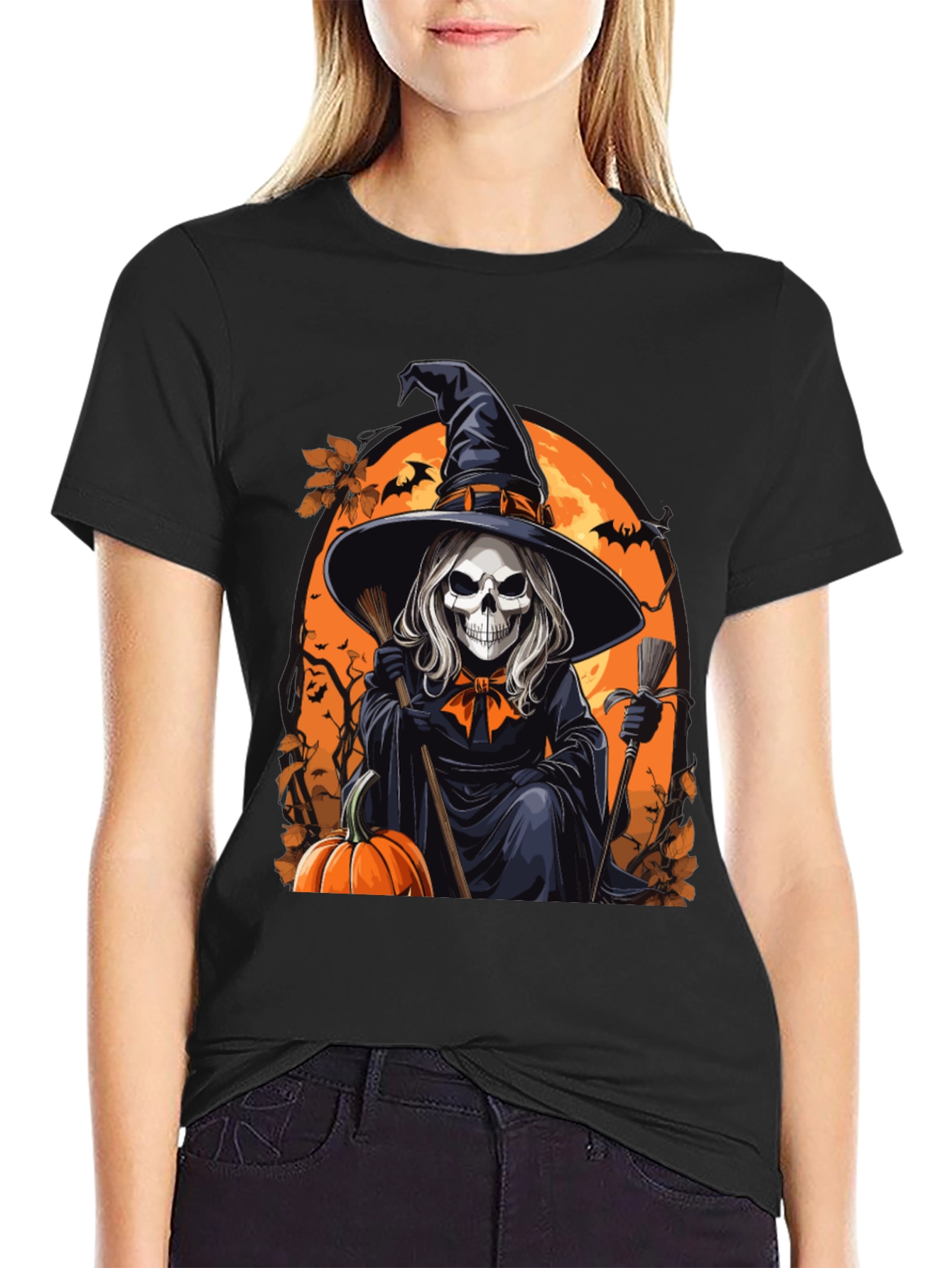 Halloween Witch Skeleton T-Shirt