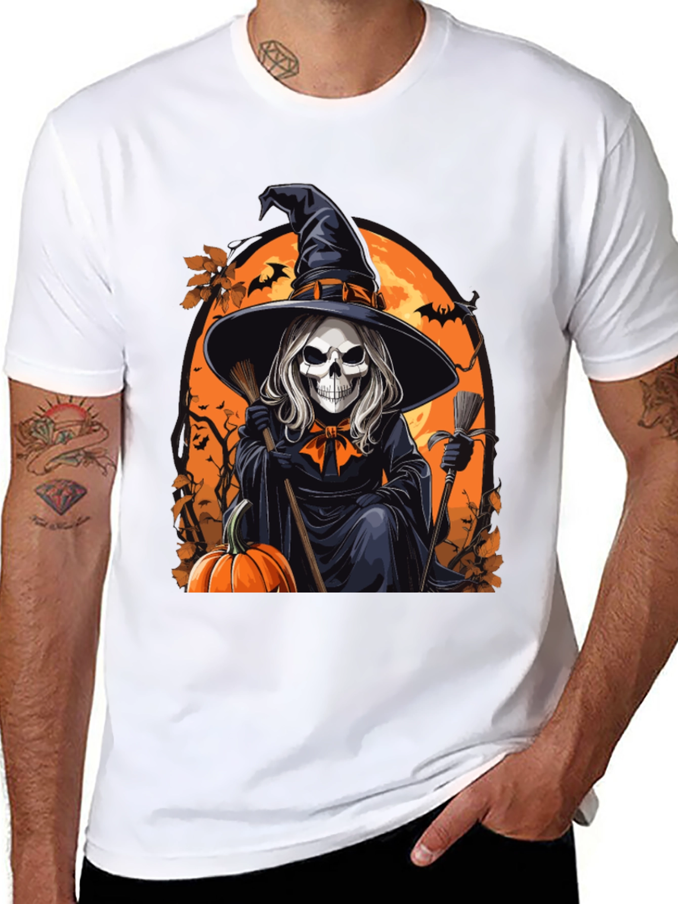 Halloween Witch Skeleton T-Shirt