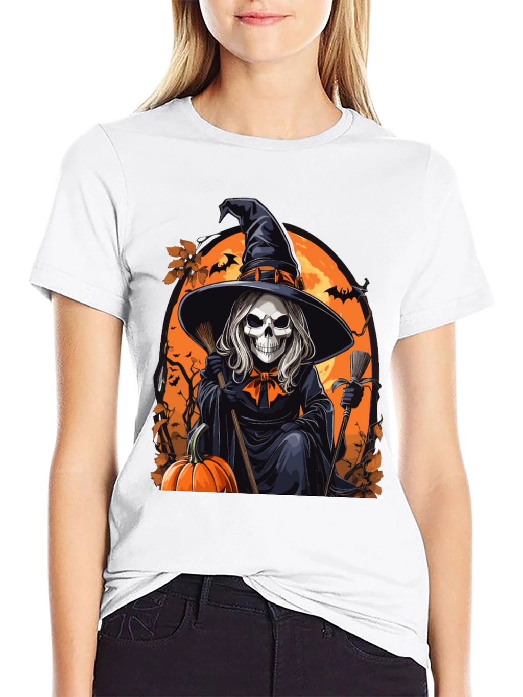 Halloween Witch Skeleton T-Shirt