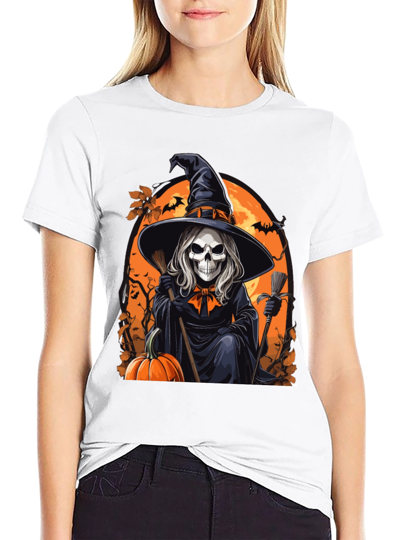 Halloween Witch Skeleton T-Shirt