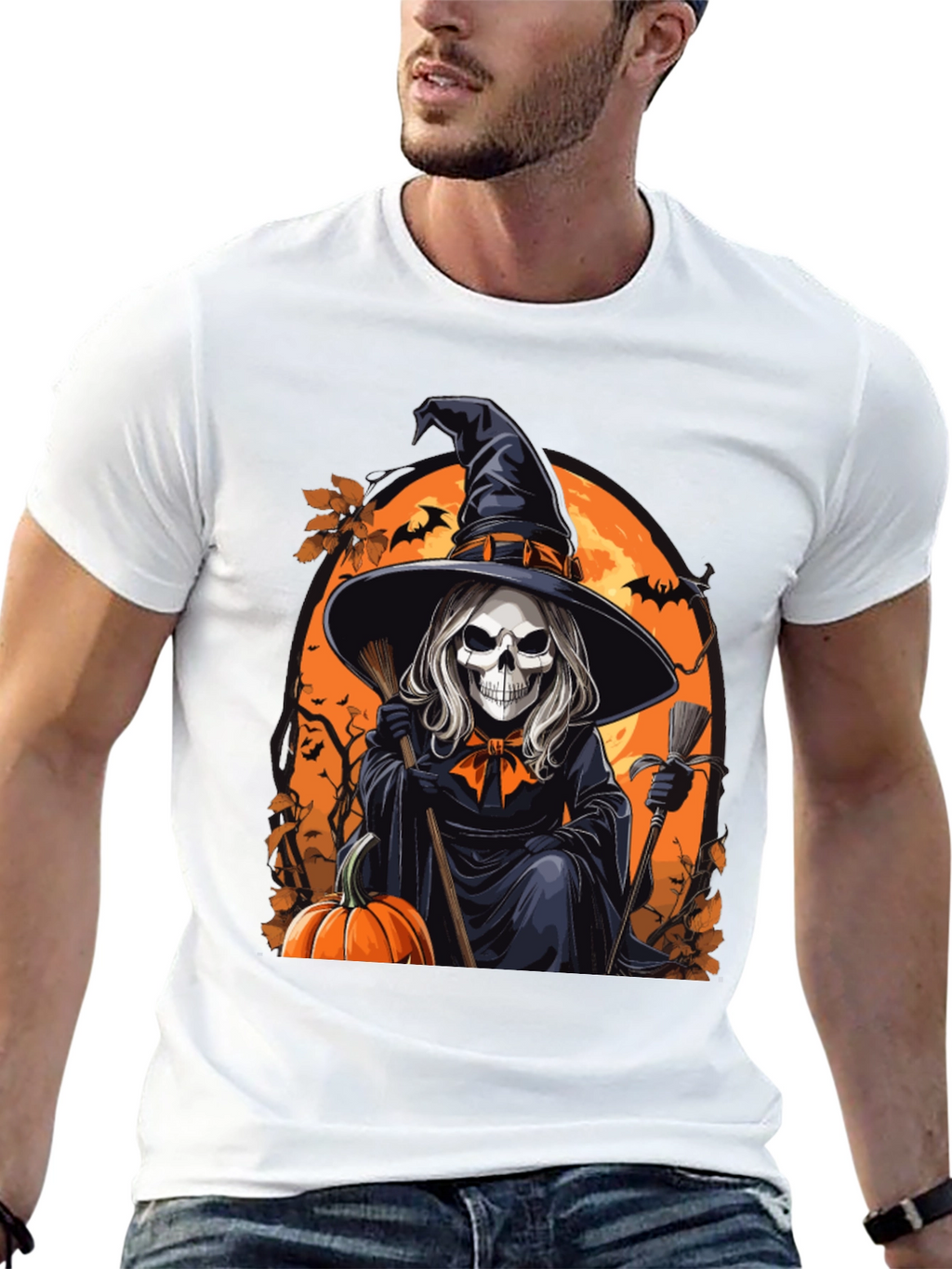 Halloween Witch Skeleton T-Shirt