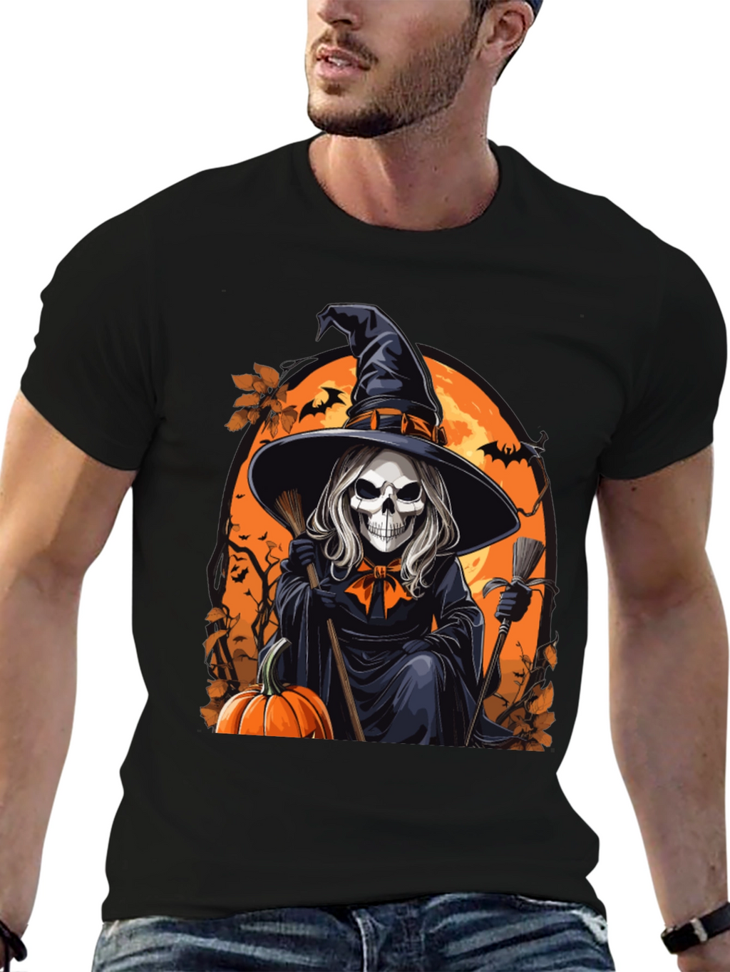 Halloween Witch Skeleton T-Shirt