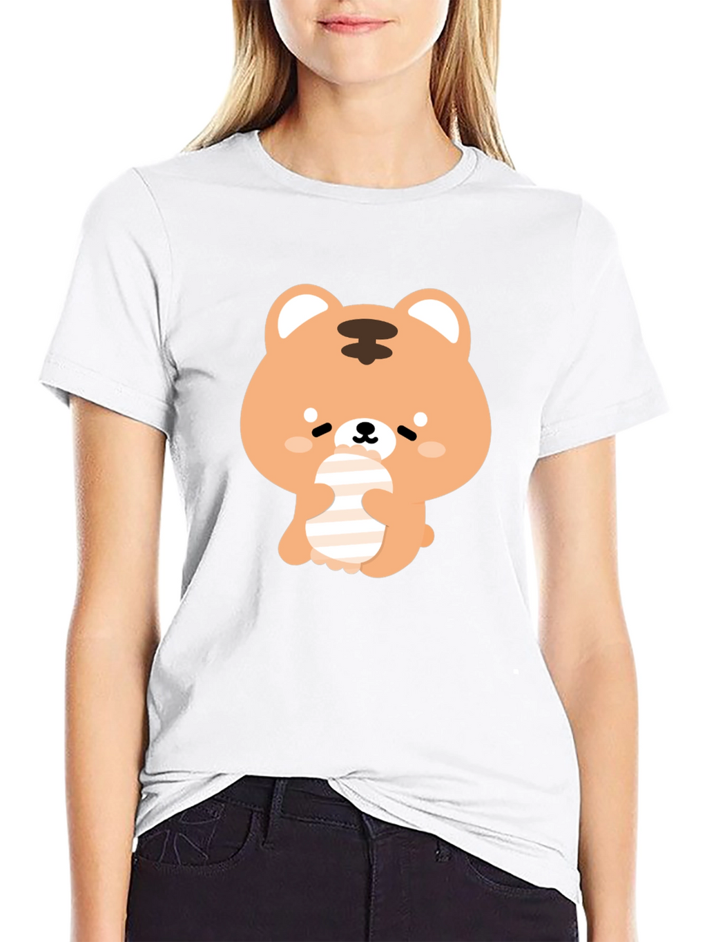 Cute Bear Graphic Black T-Shirt