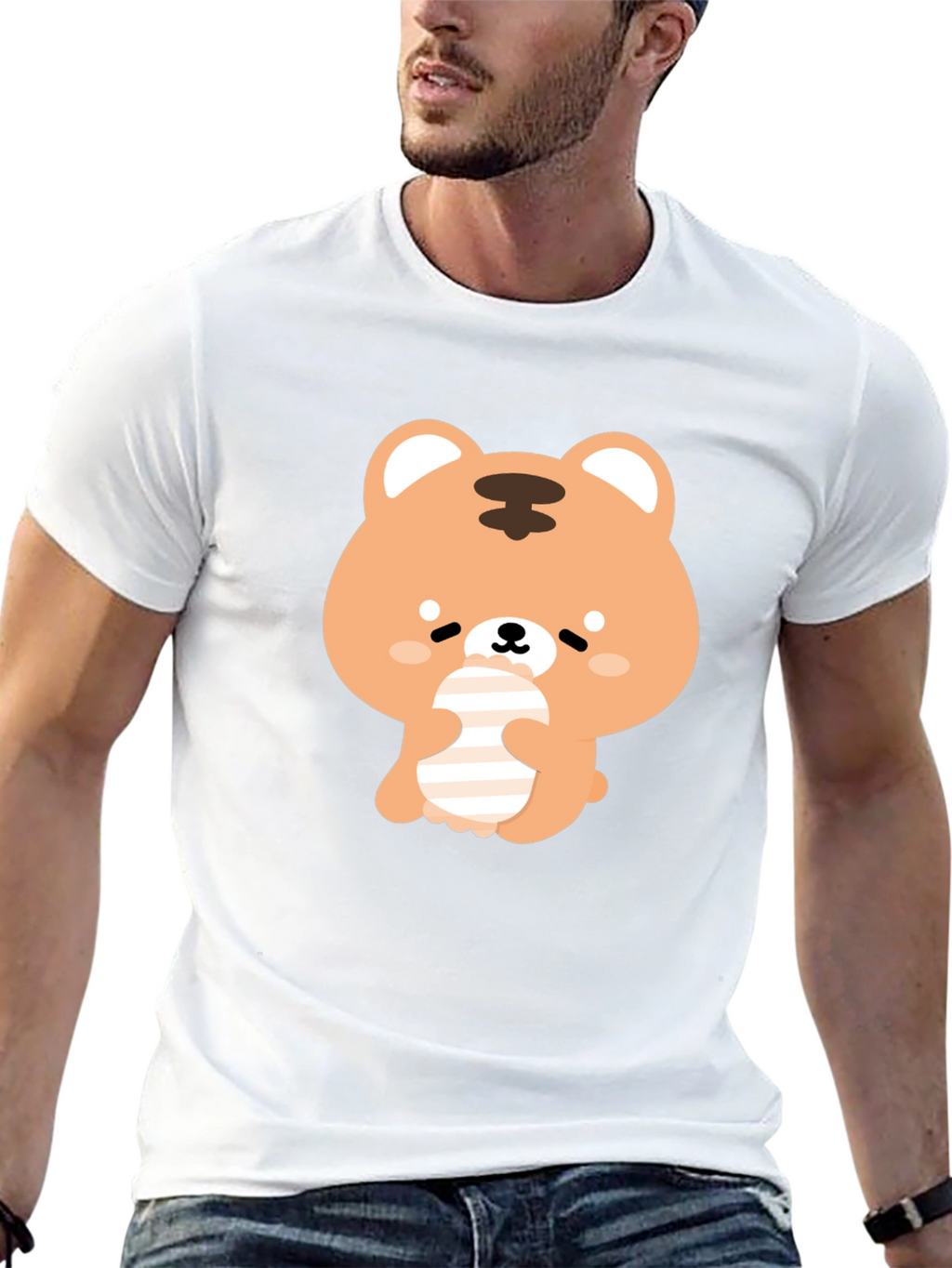 Cute Bear Graphic Black T-Shirt