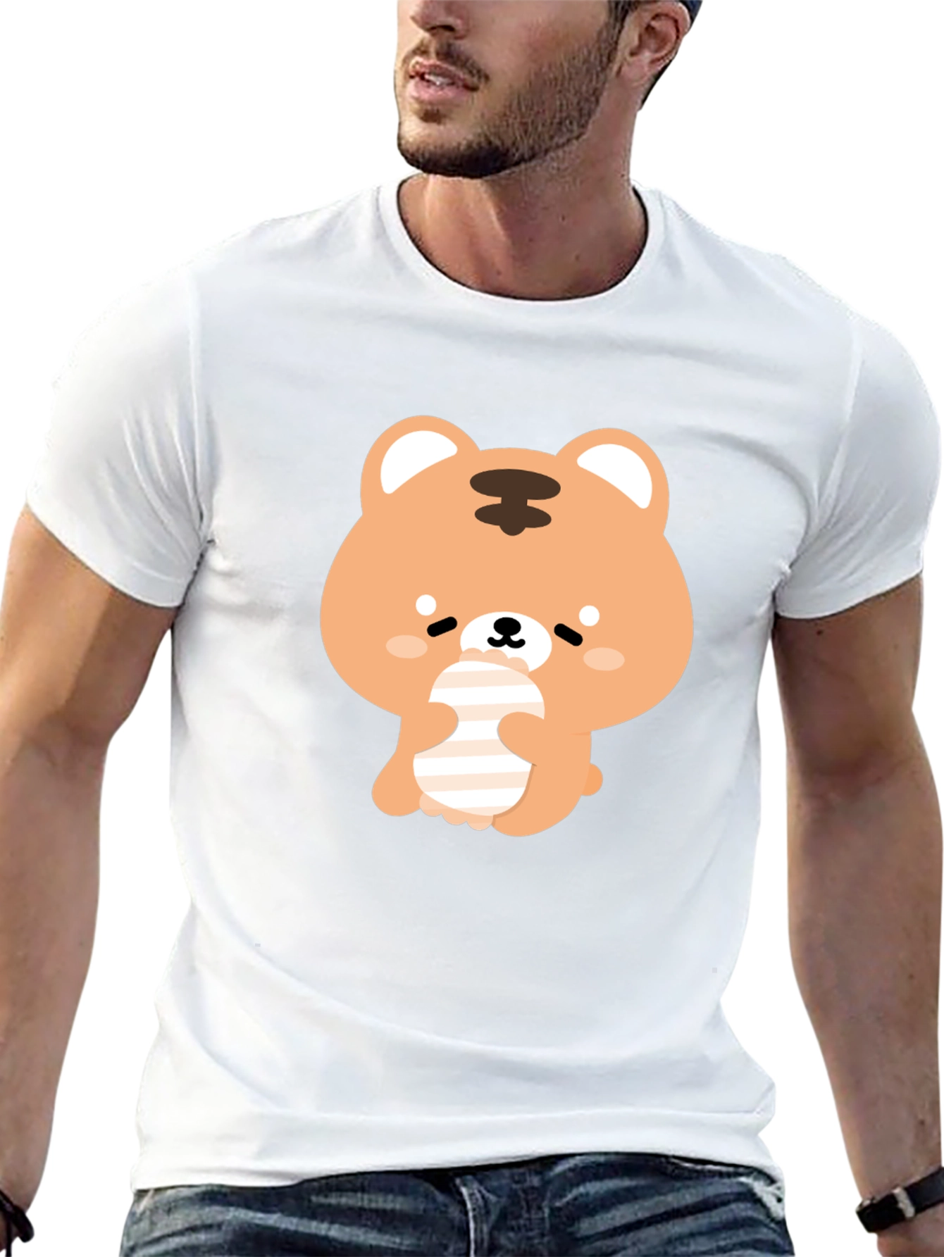 Cute Bear Graphic Black T-Shirt