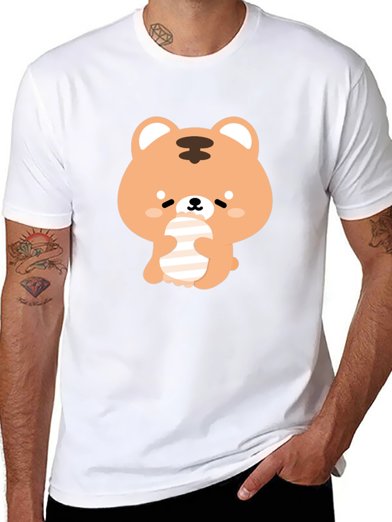 Cute Bear Graphic Black T-Shirt