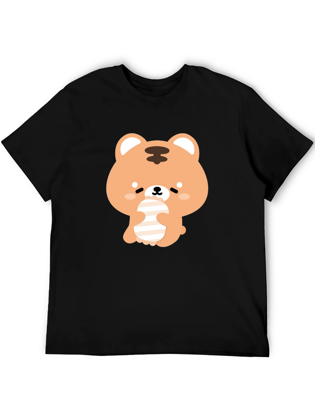 Cute Bear Graphic Black T-Shirt