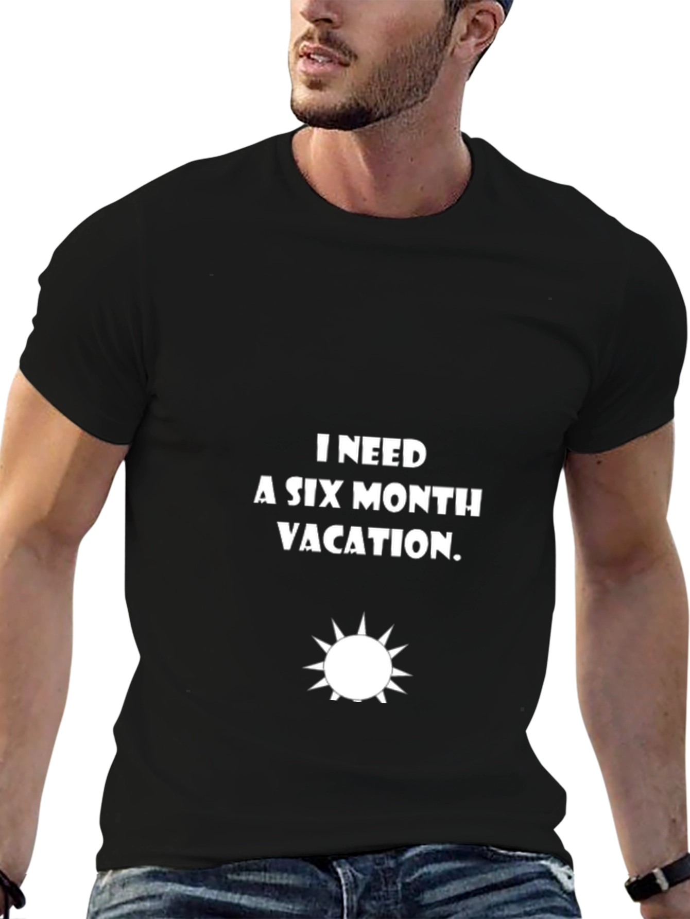 Six Month Vacation Black Graphic Tee