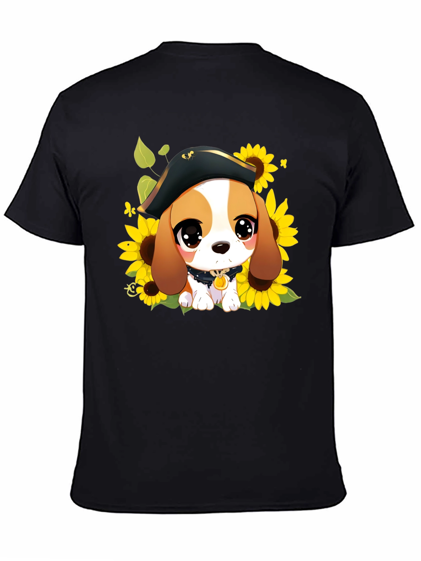 Cute Cartoon Beagle in Pirate Hat T-Shirt