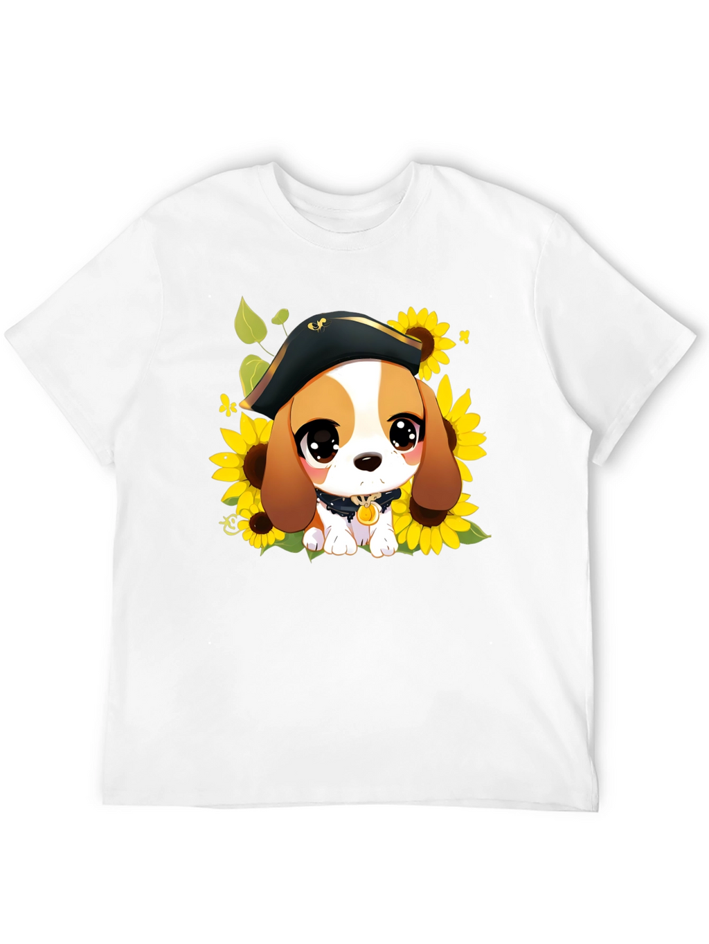 Cute Cartoon Beagle in Pirate Hat T-Shirt