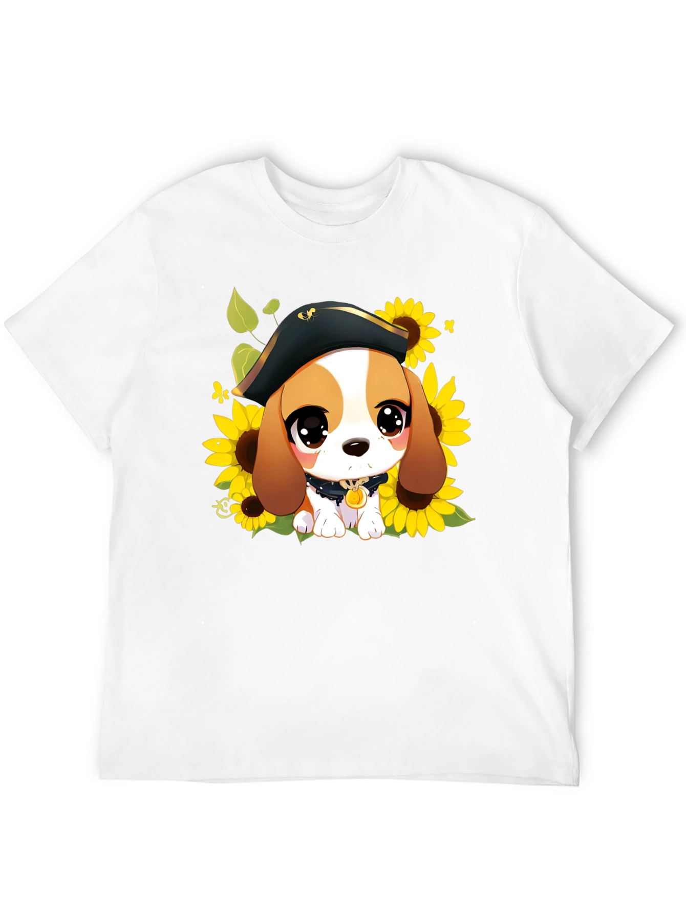 Cute Cartoon Beagle in Pirate Hat T-Shirt