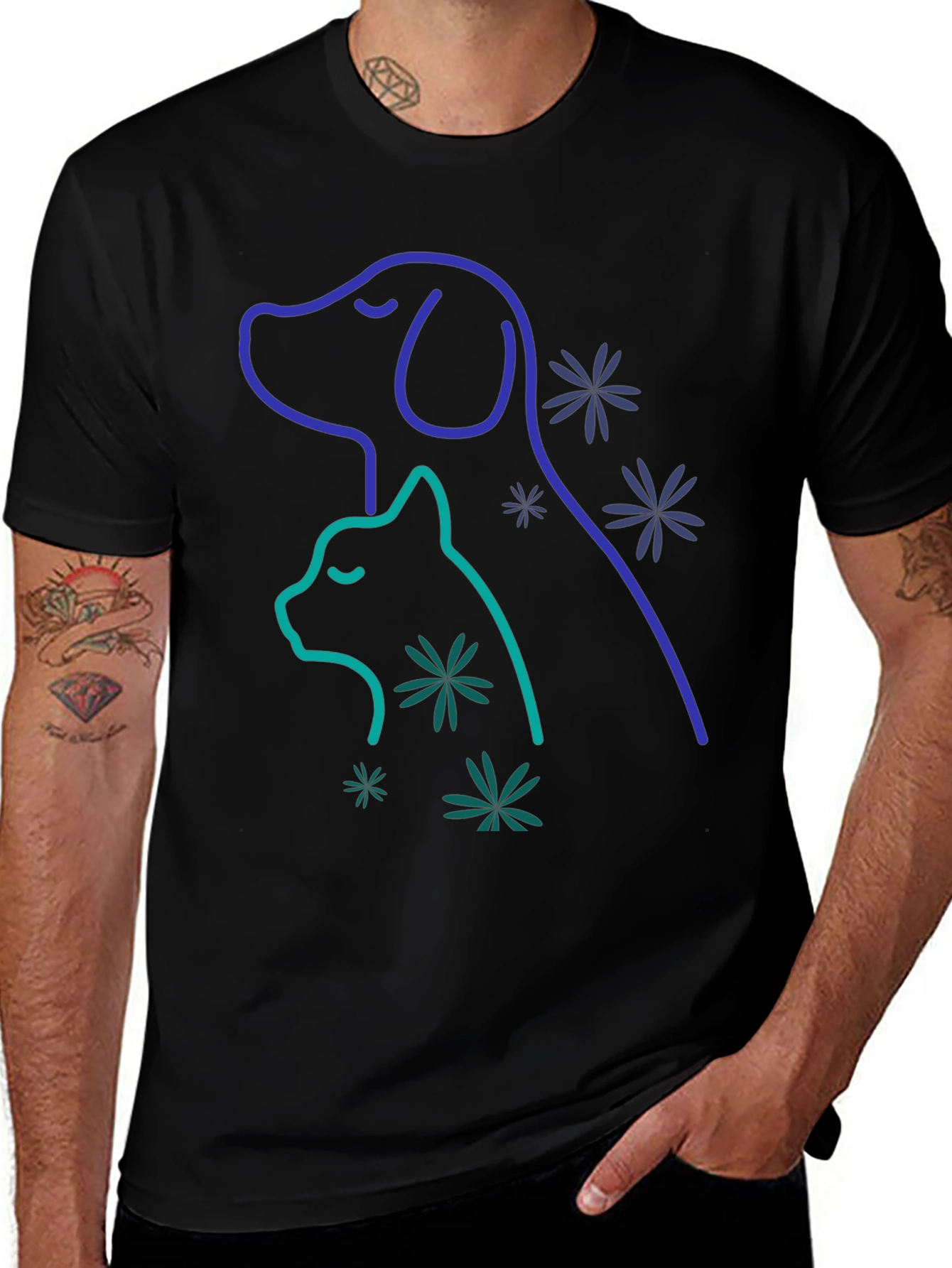 Dog & Cat Outline Graphic Tee