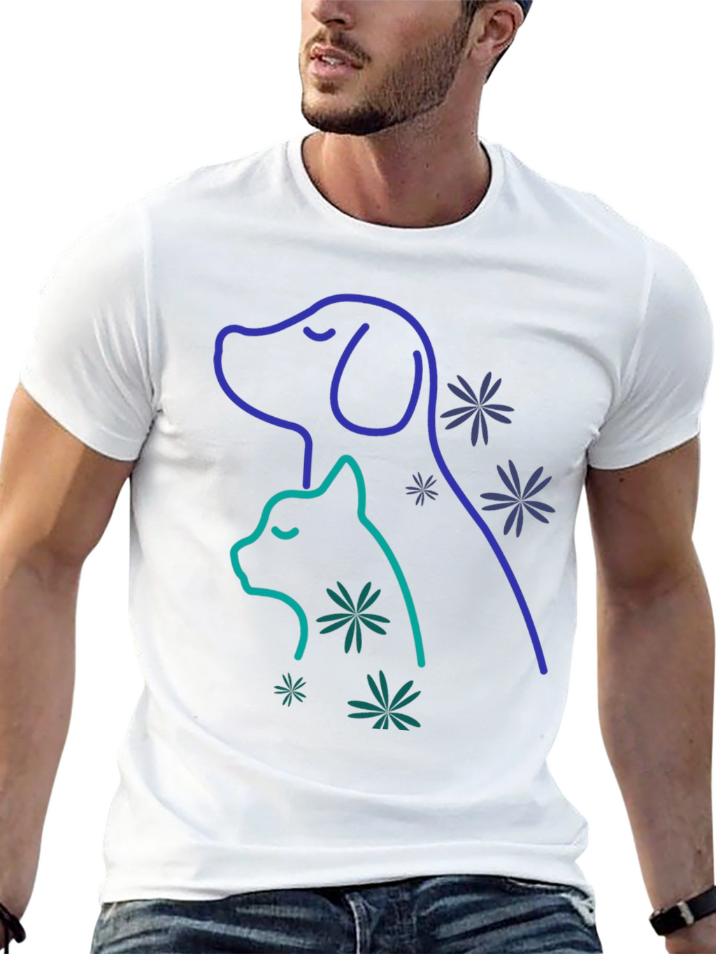 Dog & Cat Outline Graphic Tee