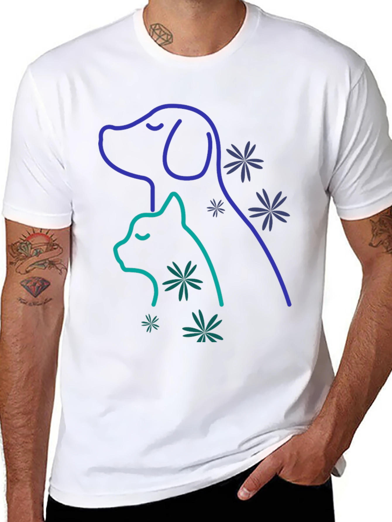 Dog & Cat Outline Graphic Tee