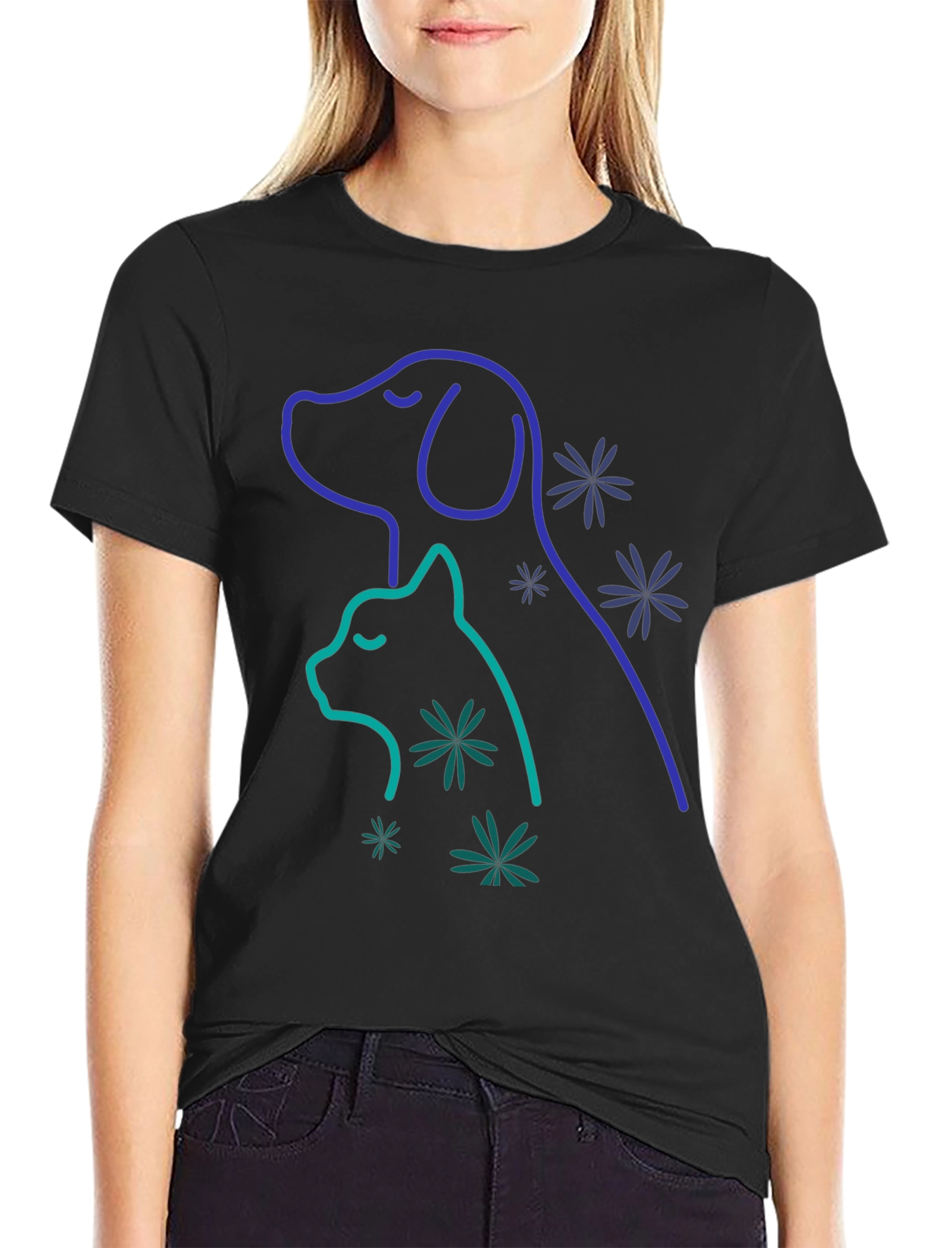 Dog & Cat Outline Graphic Tee