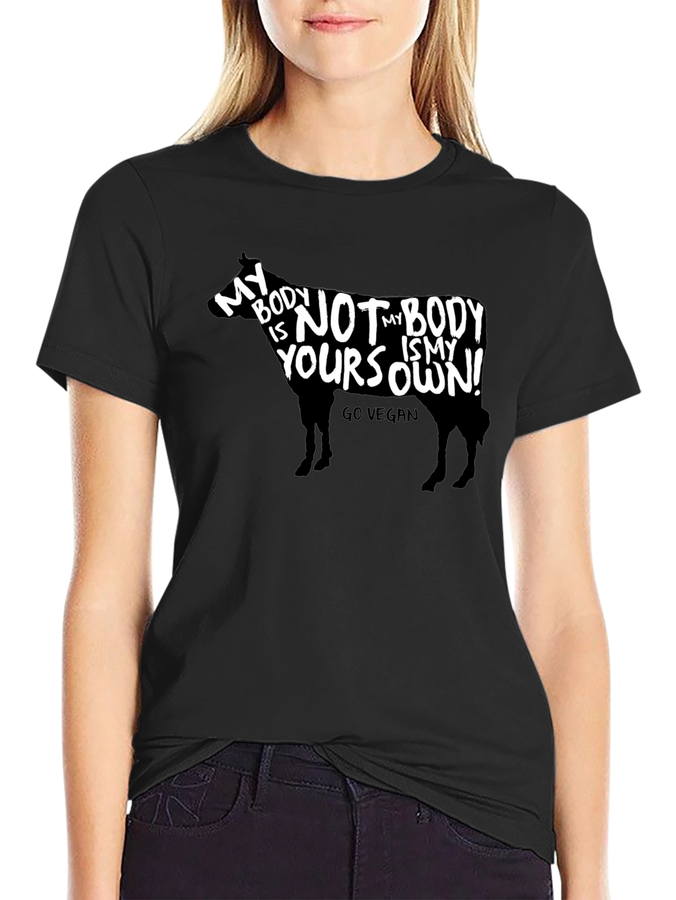 Vegan Cow T-Shirt - My Body Is My Own!