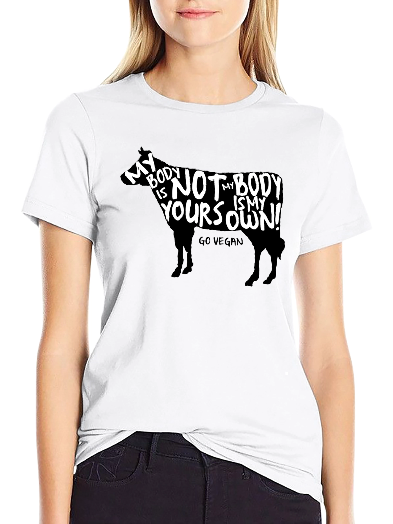 Vegan Cow T-Shirt - My Body Is My Own!