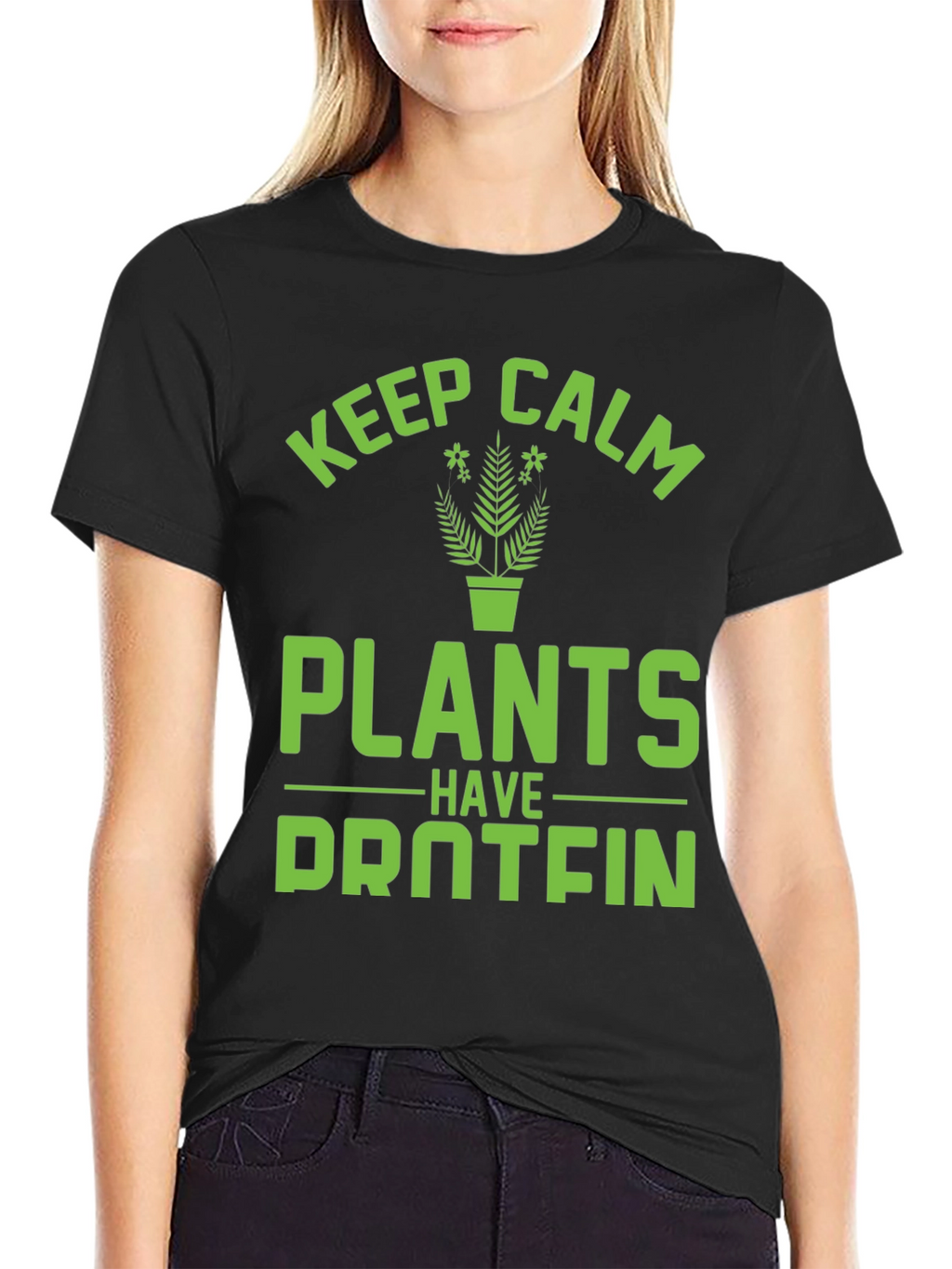 Keep Calm Plants Have Protein Funny Vegan T-Shirt
