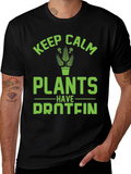 Keep Calm Plants Have Protein Funny Vegan T-Shirt