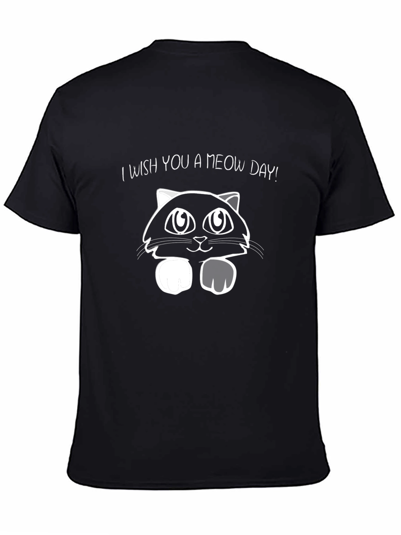 Meow Day Black Graphic T-Shirt - Unisex Cotton Tee