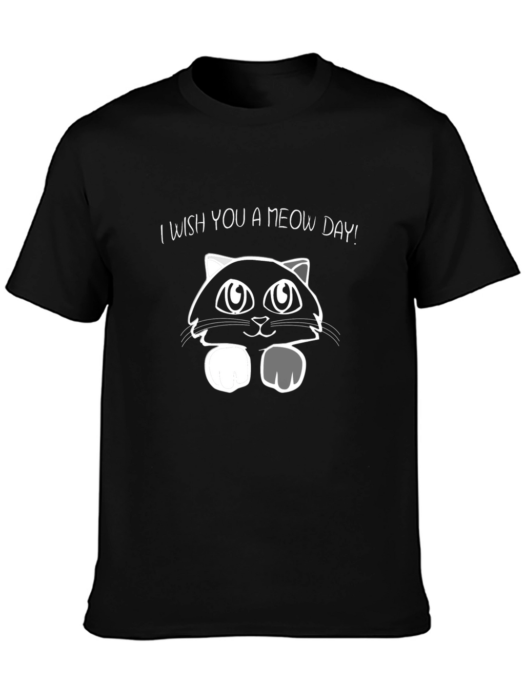 Meow Day Black Graphic T-Shirt - Unisex Cotton Tee