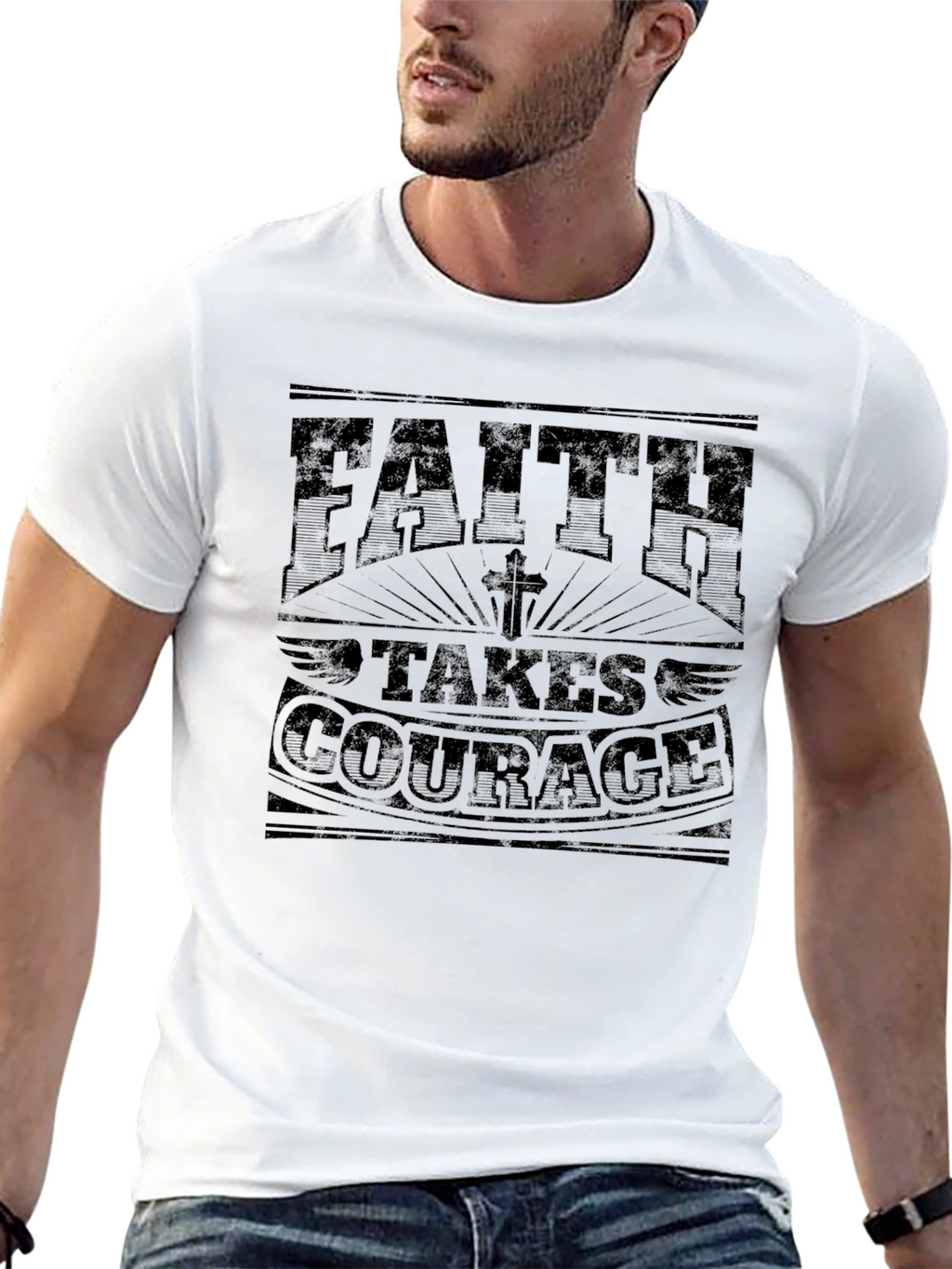 Faith Takes Courage Graphic Tee - Classic Black