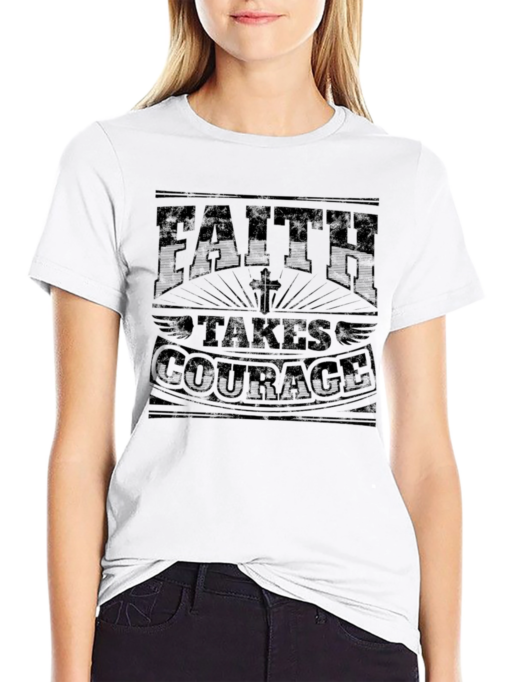 Faith Takes Courage Graphic Tee - Classic Black