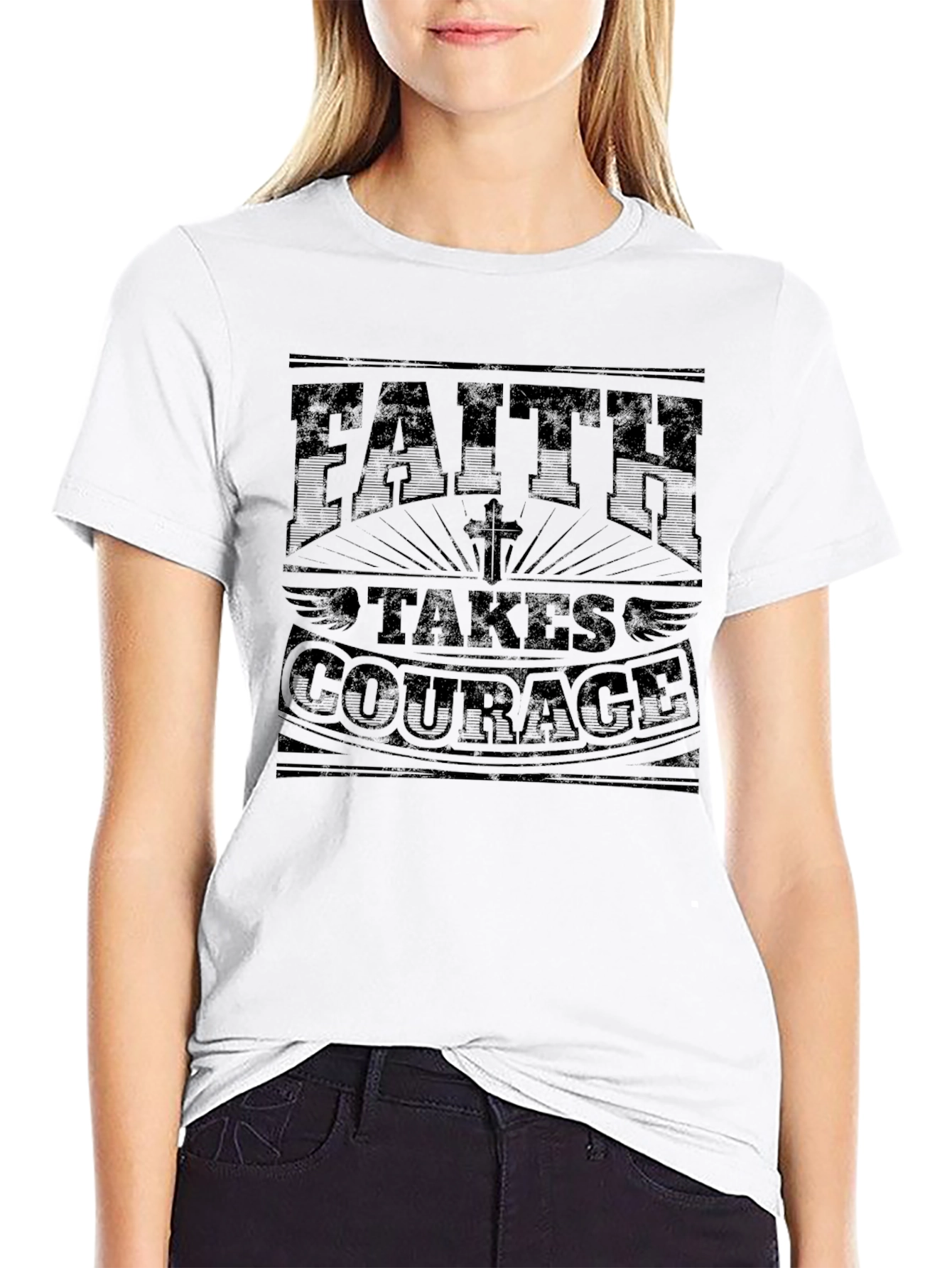 Faith Takes Courage Graphic Tee - Classic Black