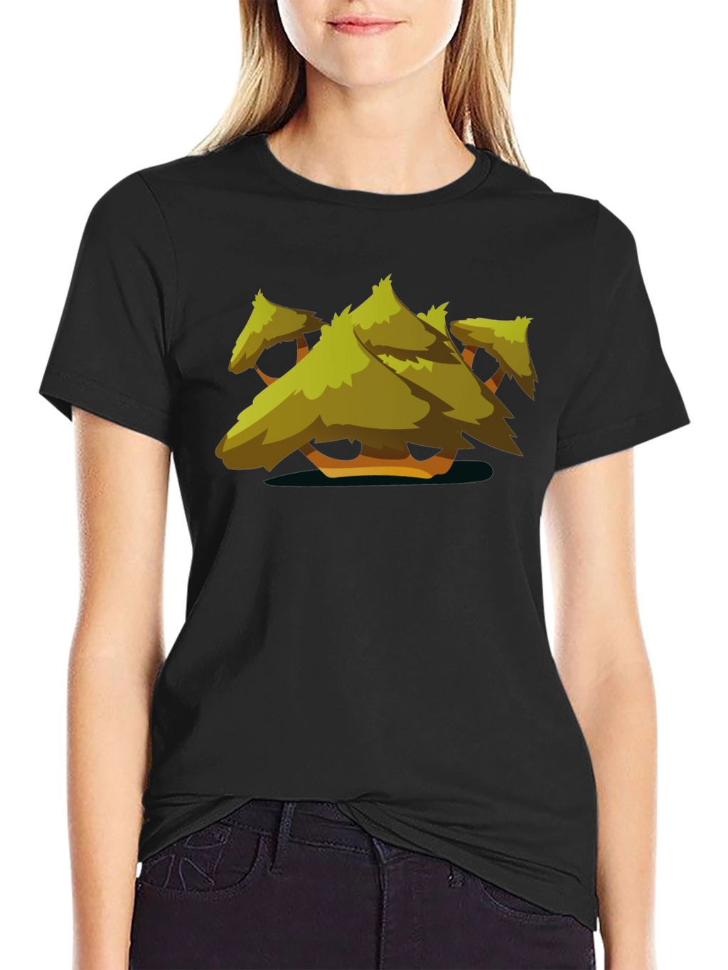 Stylized Tree Graphic Black T-Shirt