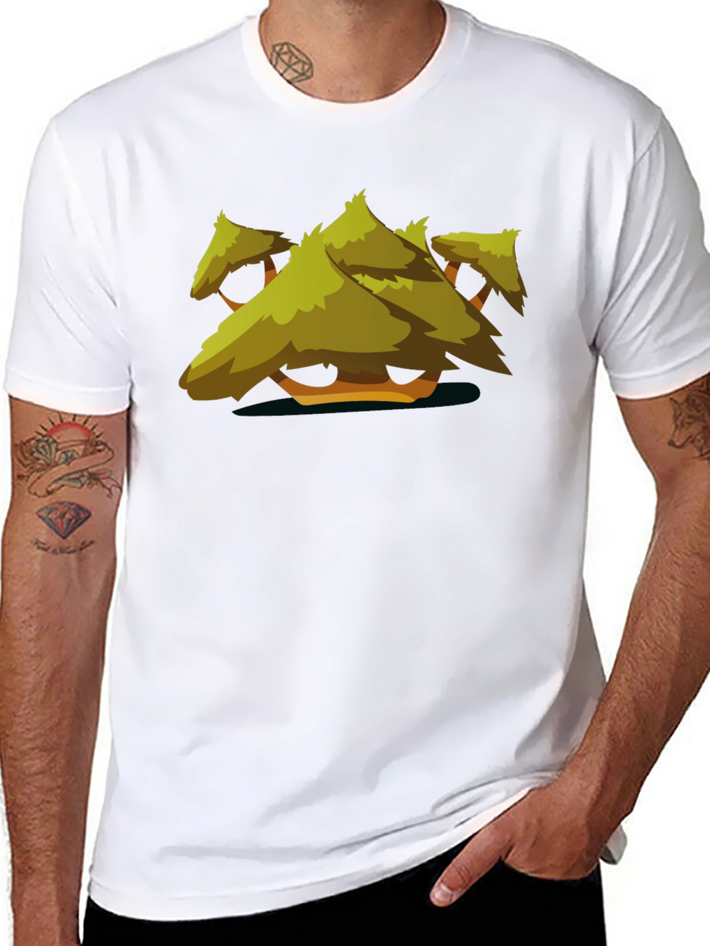 Stylized Tree Graphic Black T-Shirt