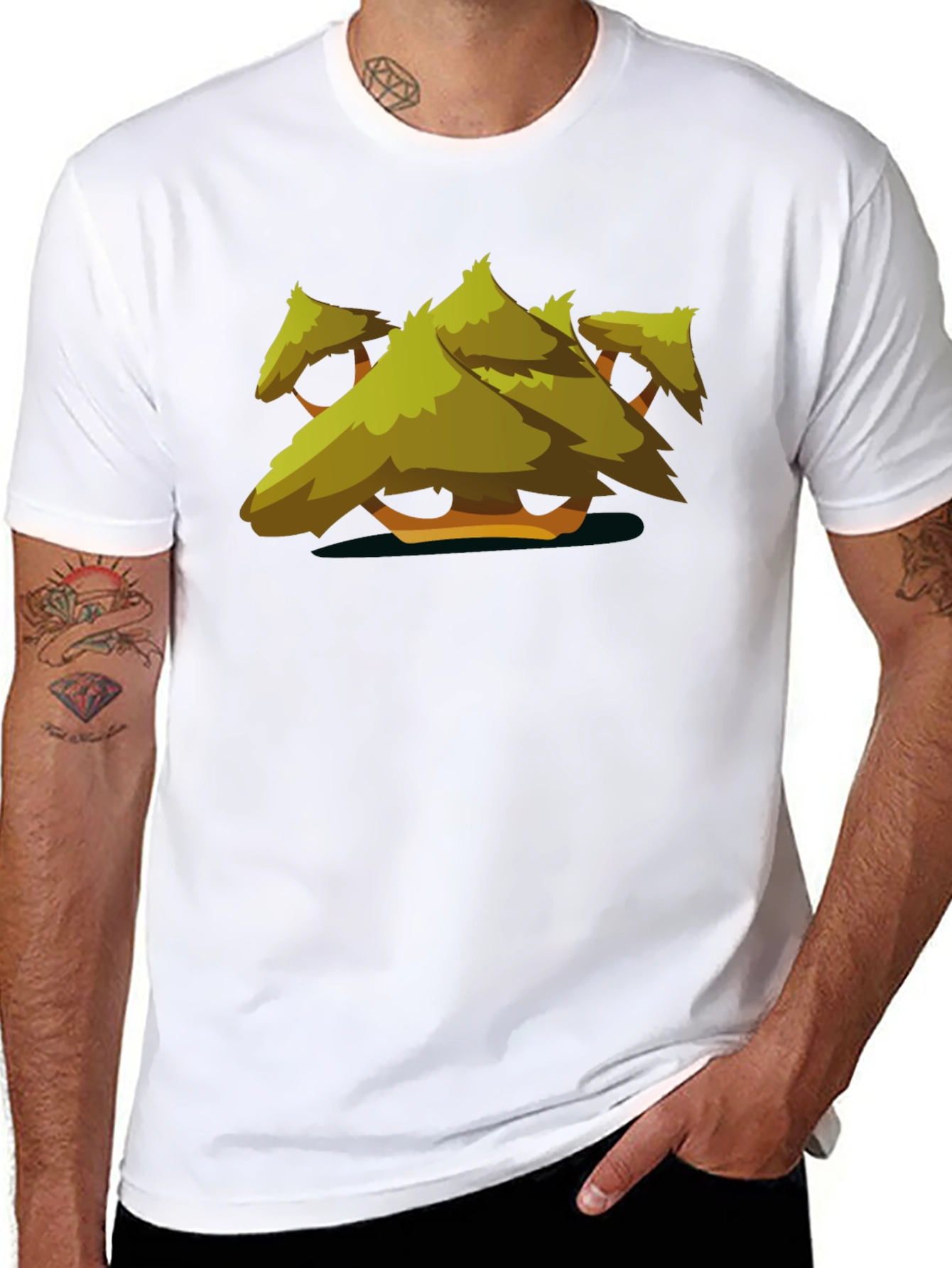 Stylized Tree Graphic Black T-Shirt