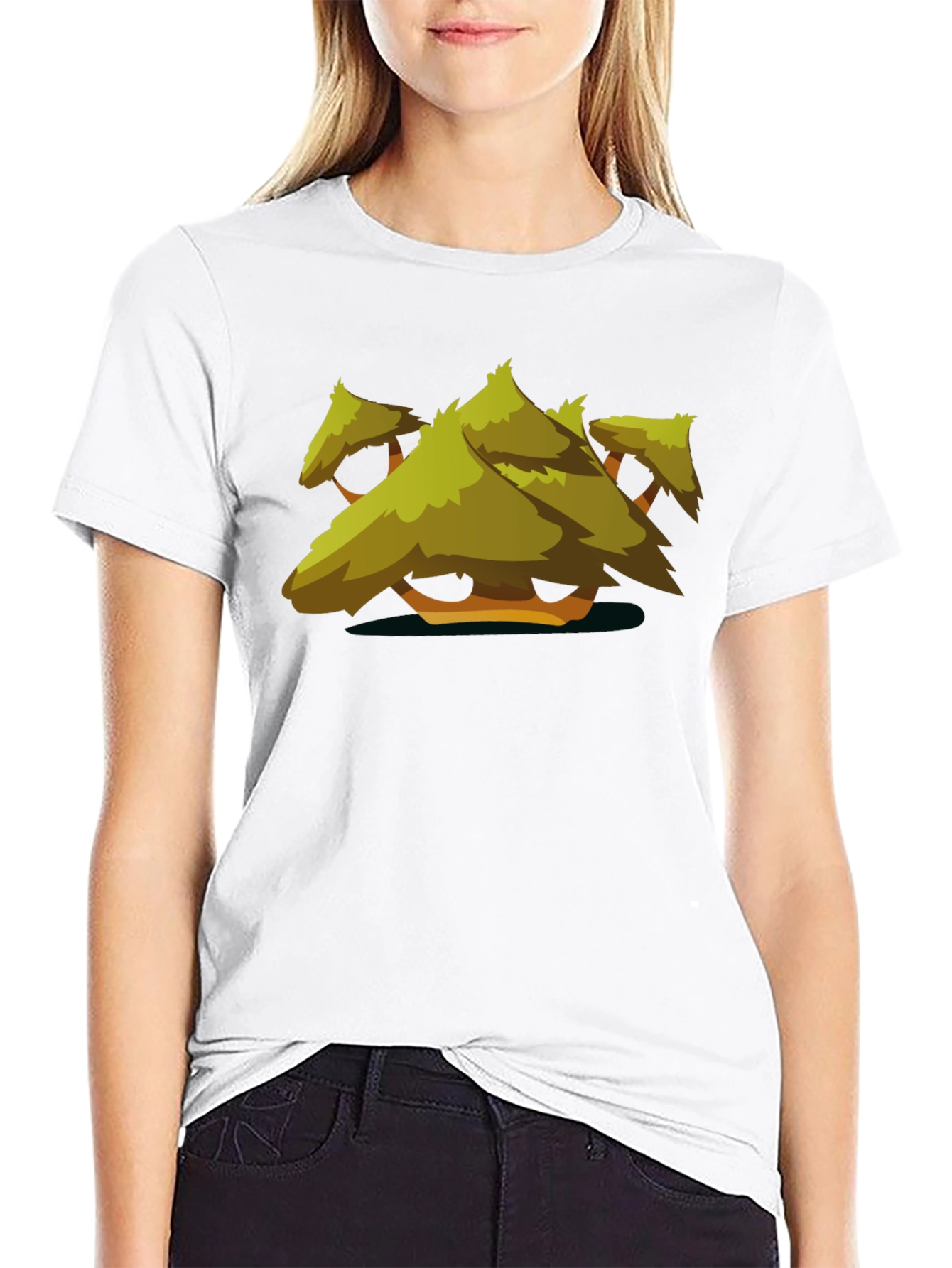 Stylized Tree Graphic Black T-Shirt