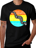 Aztec Serpent Graphic Tee - Black Cotton T-Shirt