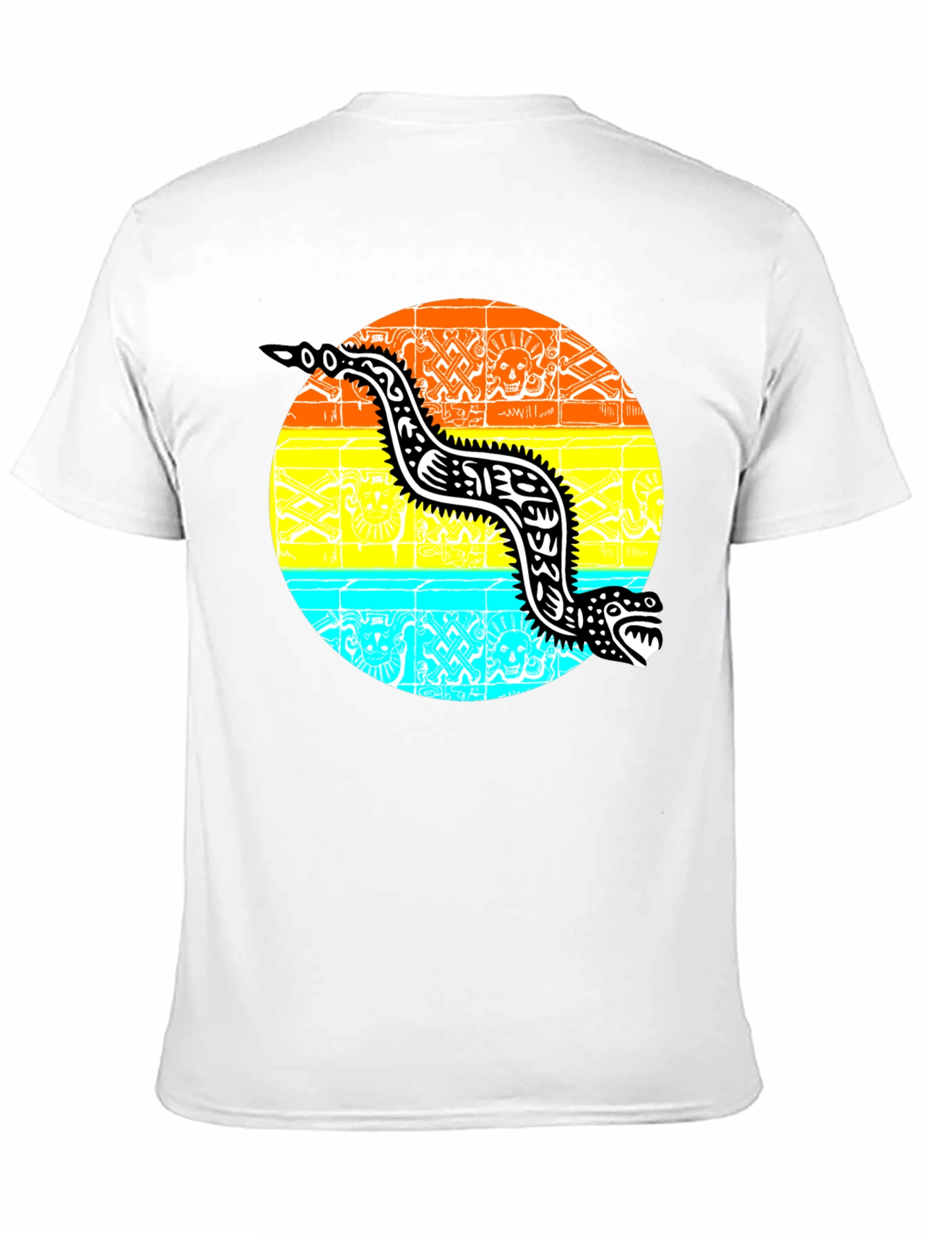 Aztec Serpent Graphic Tee - Black Cotton T-Shirt