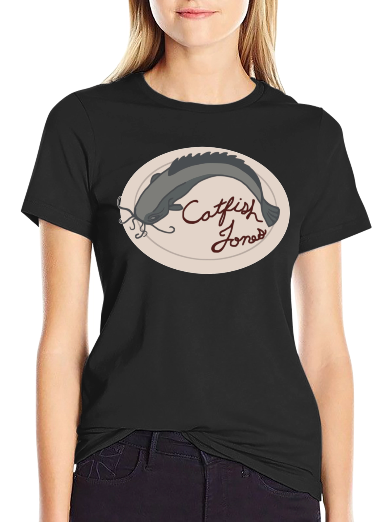 Catfish Jones Graphic Tee - Black Crew Neck T-Shirt
