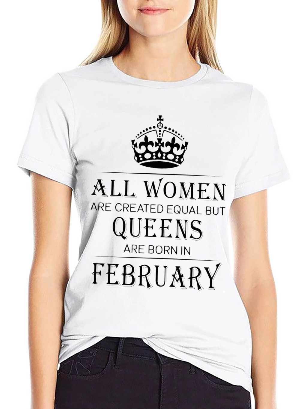 Queens Born in February T-Shirt - Black