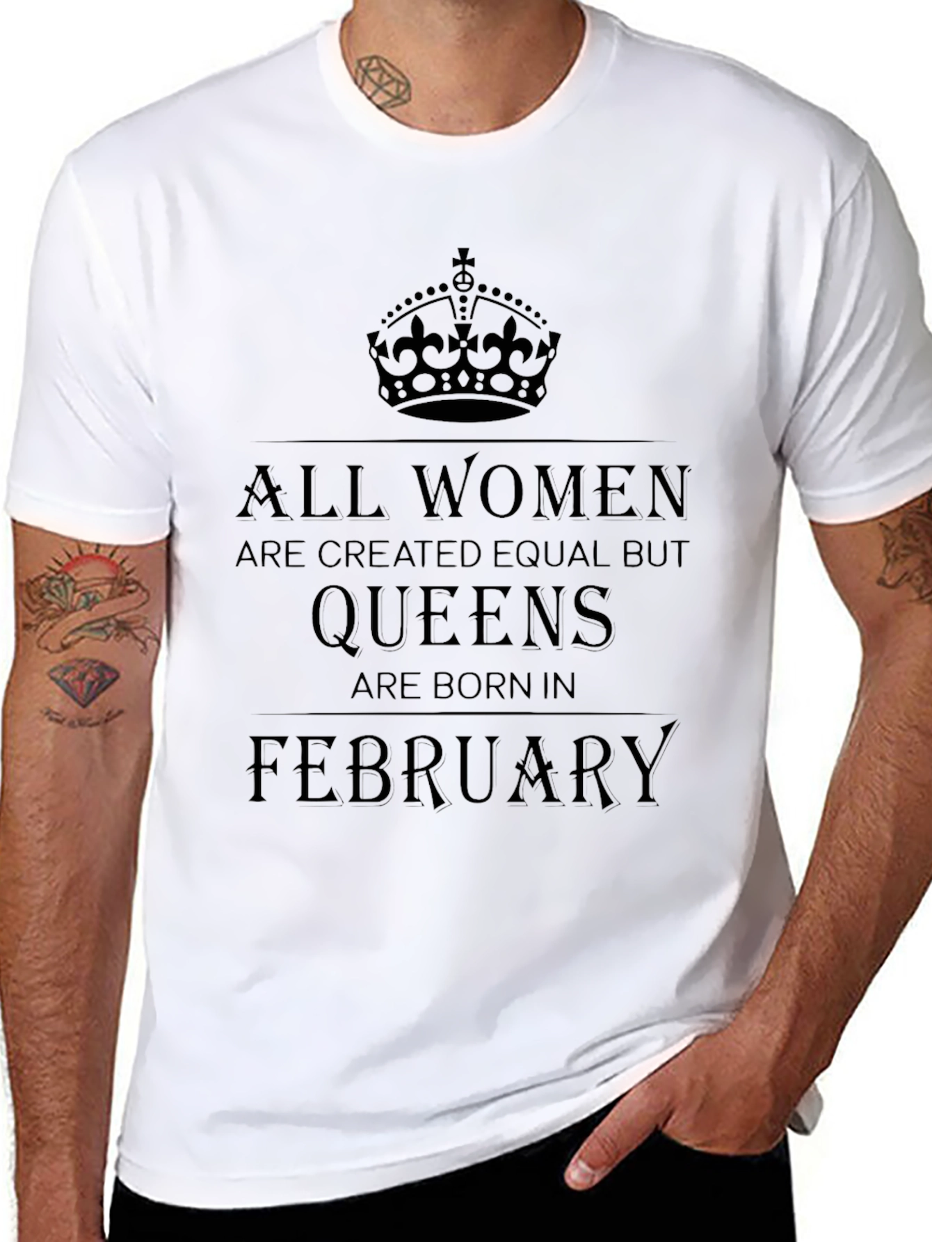 Queens Born in February T-Shirt - Black